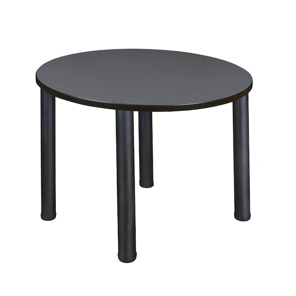 Kee Round Tables > Breakroom Tables > Kee Square & Round Tables, Wood, Metal Top, Grey TB42RNDGYBPBK - main